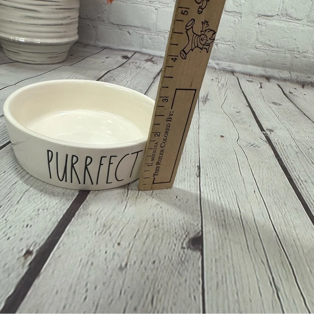 NWOT Rae Dunn Artisan Collection magenta Cream pet feeding water Bowl purrfect